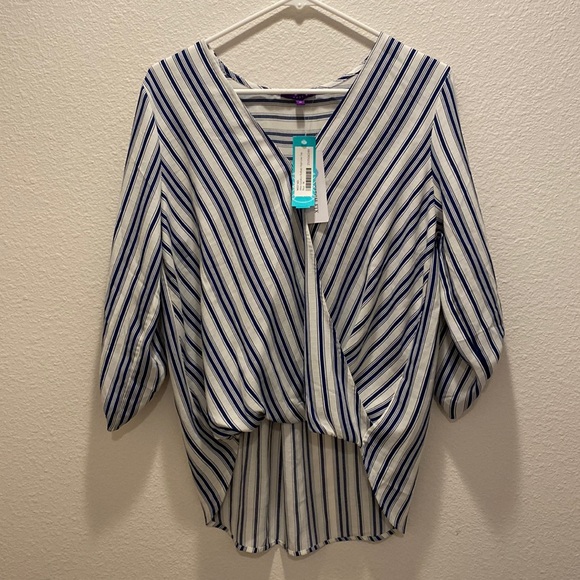 West Kei Tops - West Kei Allan Surplice Rolltab High Low Top